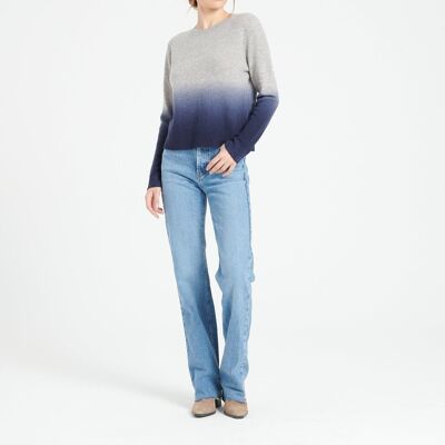 MIA 8 Round-neck cashmere sweater with two-tone tie-dye pattern