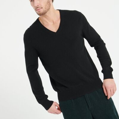 LUKE 1 Maglione scollo a V in cashmere nero