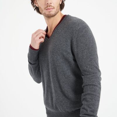LUKE 1 Charcoal gray cashmere V-neck sweater