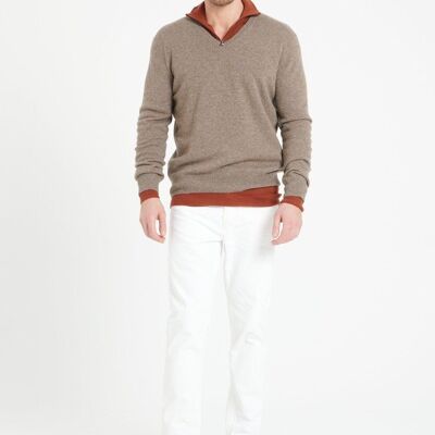 LUKE 1 Pull col V en cachemire taupe