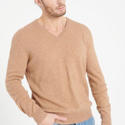 LUKE 1 Camel cashmere V-neck sweater