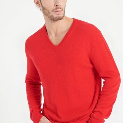 Maglia LUKE 1 con scollo a V in cashmere rosso