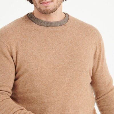 LUKE 2 Camel round-neck cashmere sweater