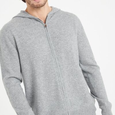 LUKE 6 Zipped cashmere hoodie in light gray