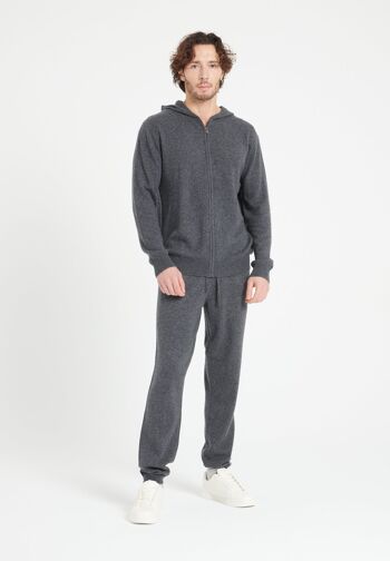 LUKE 6 Sweat à capuche zippé en cachemire gris anthracite 2