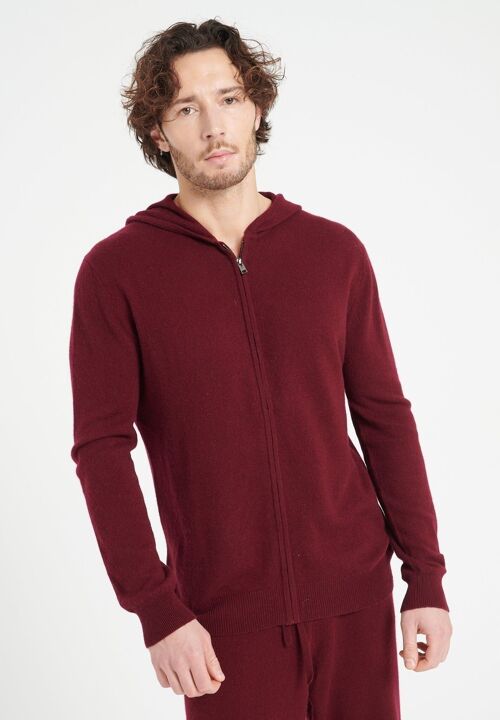 LUKE 6 Sweat à capuche zippé en cachemire rouge bordeaux