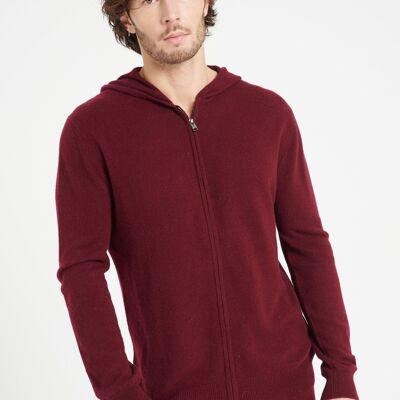 LUKE 6 Zip-up hoodie in burgundy red cashmere