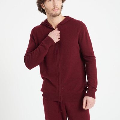 LUKE 6 Zip-up hoodie in burgundy red cashmere