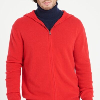 LUKE 6 Zipped hoodie in red cashmere