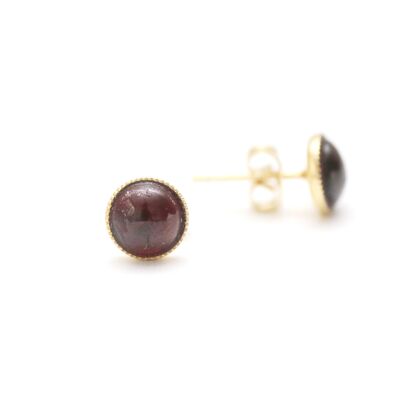 Natural red garnet stone earrings - Ariane 6mm