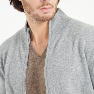 LUKE 8 Light gray cashmere zipped vest