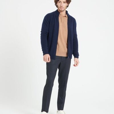 LUKE 8 Cardigan con zip in cashmere blu navy