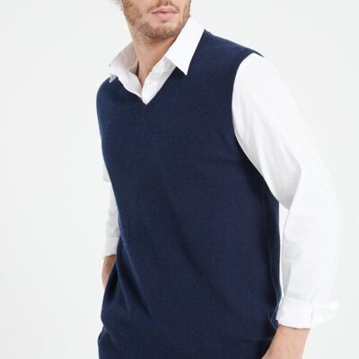 LUKE 9 Gilet sans manches en cachemire bleu marine