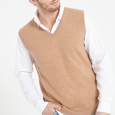LUKE 9 Camel cashmere sleeveless vest