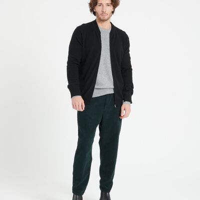 LUKE 10 Cardigan collo bomber in cashmere nero