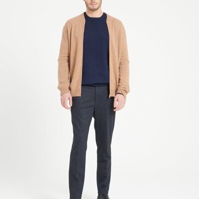 LUKE 10 Cardigan collo bomber in cashmere color cammello