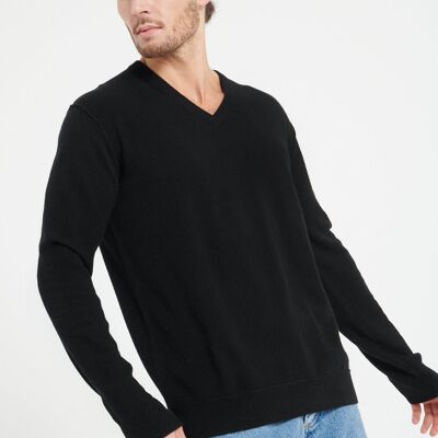 LUKE 11 Jersey cuello pico cashmere negro