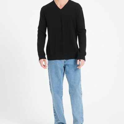 LUKE 11 Maglia nera con scollo a V in cashmere