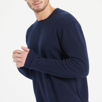 LUKE 12 Marineblauer Kaschmir-Pullover mit Rundhalsausschnitt