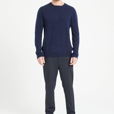 LUKE 12 Maglia girocollo in cashmere blu navy