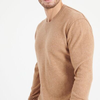 LUKE 12 Camel round-neck cashmere sweater