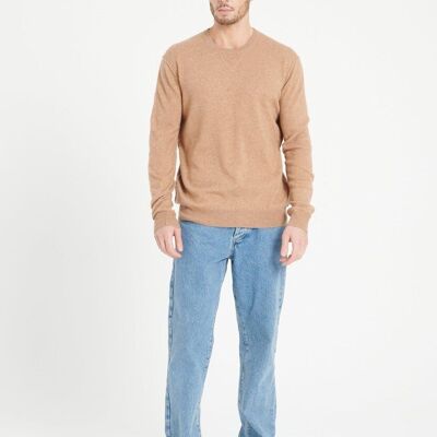 LUKE 12 Maglia girocollo in cashmere color cammello
