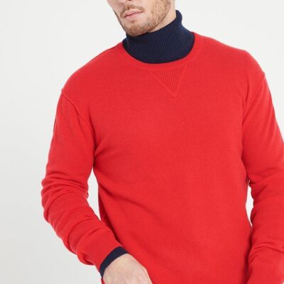 LUKE 12 Round neck sweater in red cashmere