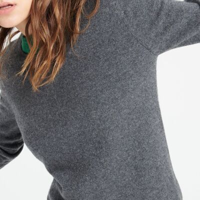 LILLY 1 Round neck sweater in anthracite gray fitted cashmere