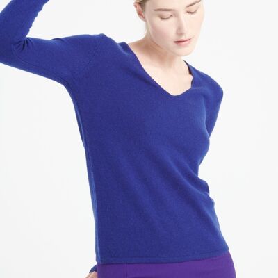 LILLY 2 Maglia scollo a V in cashmere colore blu notte