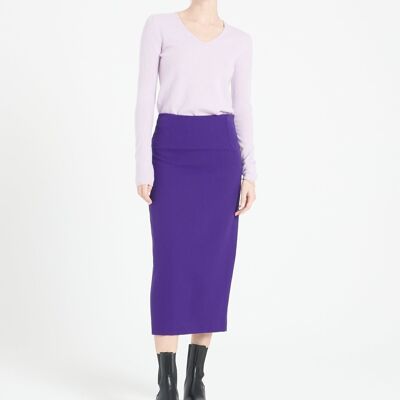 LILLY 2 Pull col V en cachemire lilas