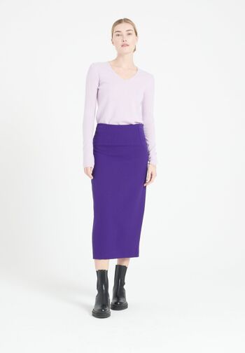 LILLY 2 Pull col V en cachemire lilas 1