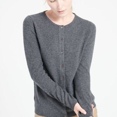 LILLY 4 Cardigan girocollo in cashmere sfiancato grigio antracite