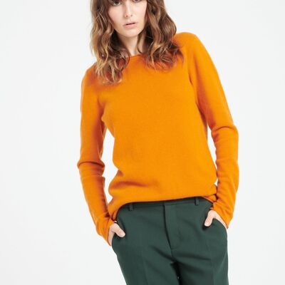 LILLY 5 Pumpkin orange cashmere boat neck sweater
