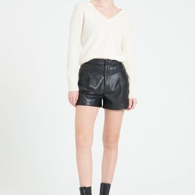 LILLY 6 Off-white loose cashmere V-neck sweater