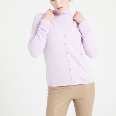 LILLY 7 V-neck cardigan in lilac fitted cashmere