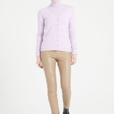 LILLY 7 V-neck cardigan in lilac fitted cashmere