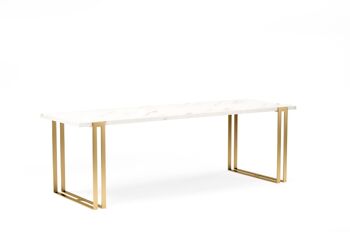 Table de salle à manger extensible Brece or, blanc 120-220 x 80 cm 1