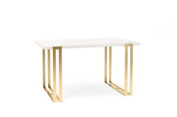 Table de salle à manger extensible Brece or, blanc 120-220 x 80 cm 2