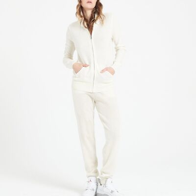 LILLY 11 Ecru white cashmere track pants