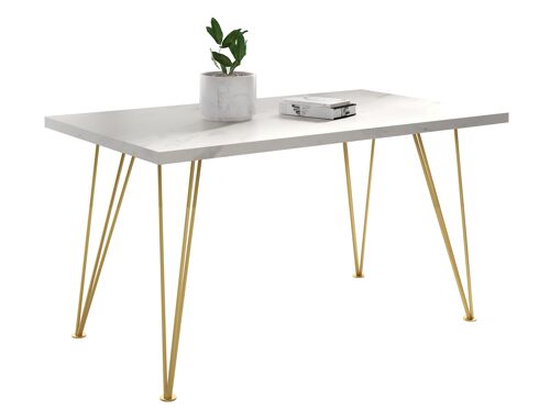 Thusy Uitschuifbare Eettafel Goud, Wit 140-240 x 80 cm