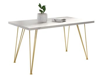 Thusy Table à Manger Extensible Or, Blanc 140-240 x 80 cm 1