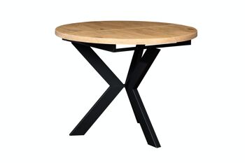 Table à manger ronde extensible Sievoz Chêne naturel, Marron 1