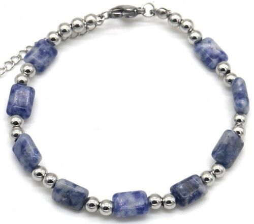 I-A18.1 B062-009S S. Steel Bracelet Dotted Blue Stone
