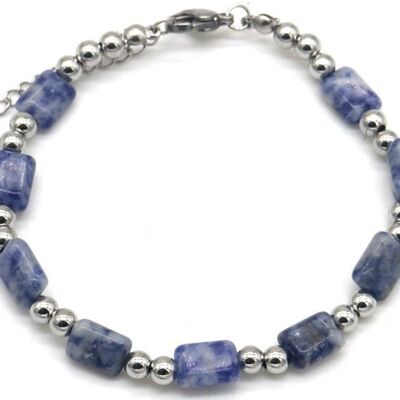 I-A18.1 B062-009S S. Steel Bracelet Dotted Blue Stone