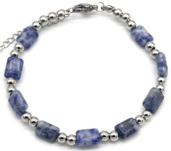 I-A18.1 B062-009S S. Bracelet Acier Pointillé Pierre Bleue 1