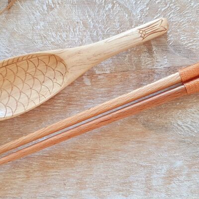 Bacchette di legno naturale Filo di cotone giapponese-marrone