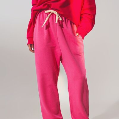 Übergroße Jogginghose mit Bindebund in Pink