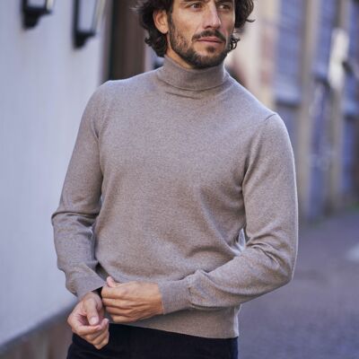 Pull col roulé en laine Henry beige