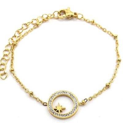 H-D4.4 B2020-002G S. Bracelet Acier Cristaux Etoile
