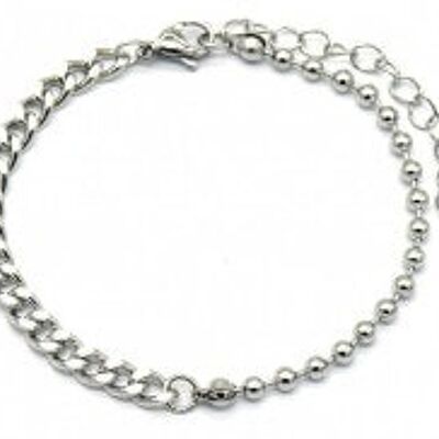 H-B18.1 B029-012S Bracciale Catena Acciaio Inox 4mm Argento